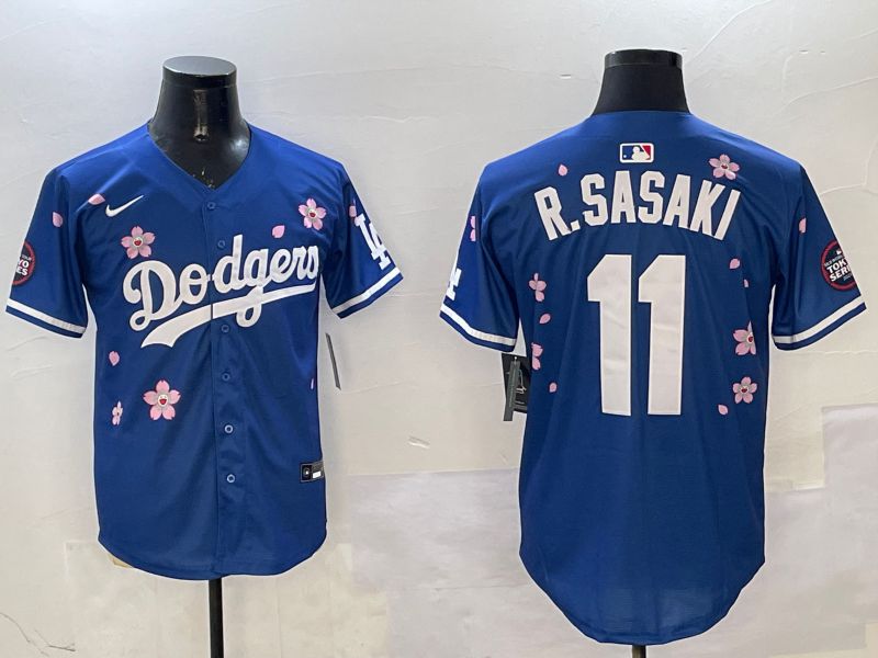 Men Los Angeles Dodgers 11 R.Sasaki Blue Sakura Edition 2025 Nike MLB Jersey style 9